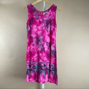 Island Empire Medium Hawaiian Tropical Tie Dye Floral Tank Dress Cover Up Beach